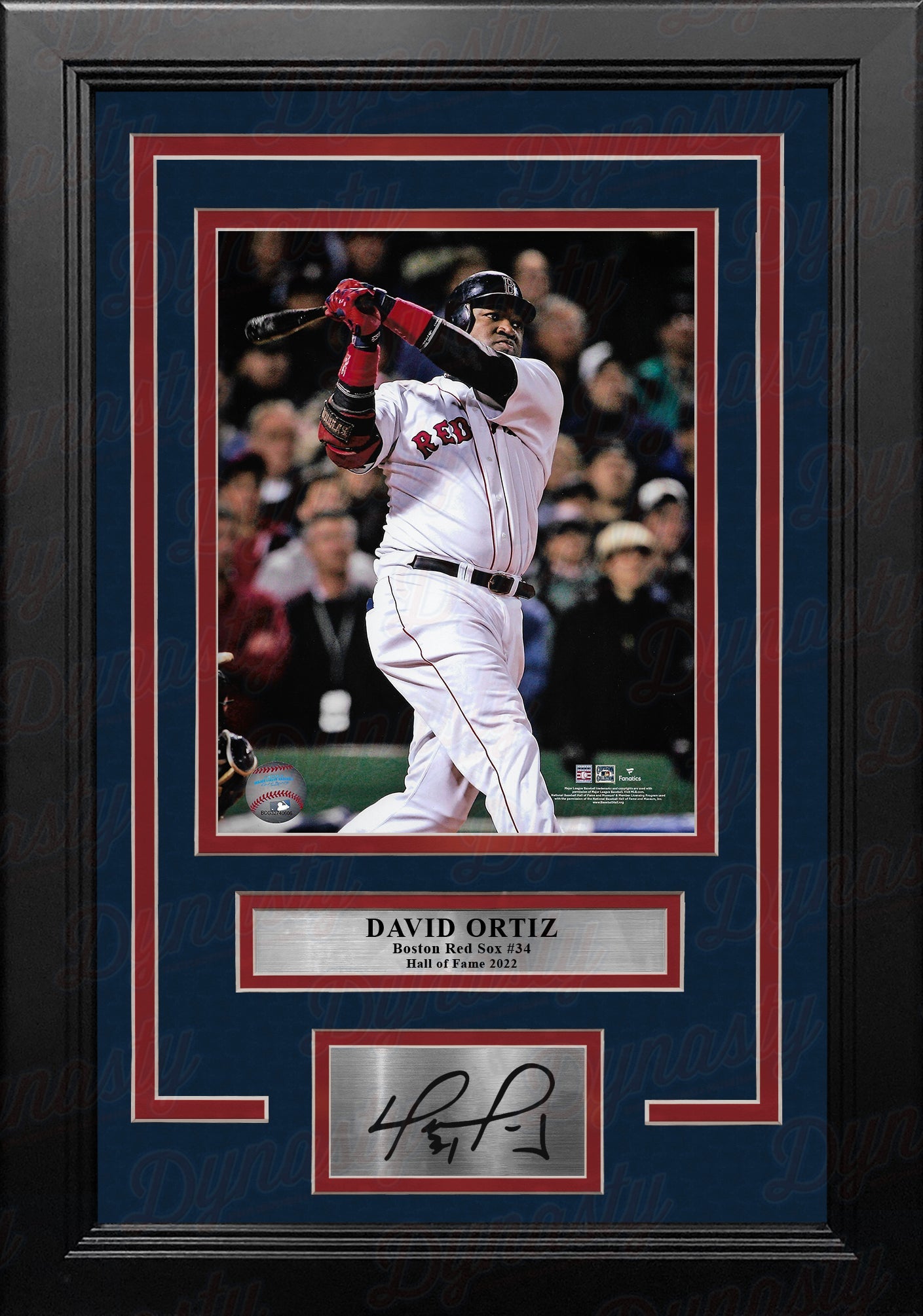 David Ortiz in Action Boston Red Sox 8" x 10" Framed Baseball Photo with Engraved Autograph 1