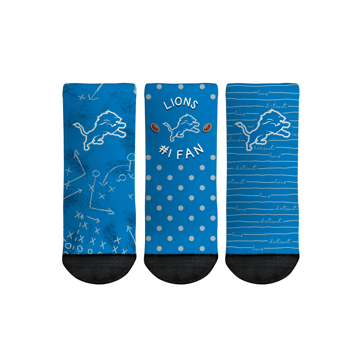 Detroit Lions - Number 1 Fan 3-Pack (Toddler) | Rock 'Em Socks 1