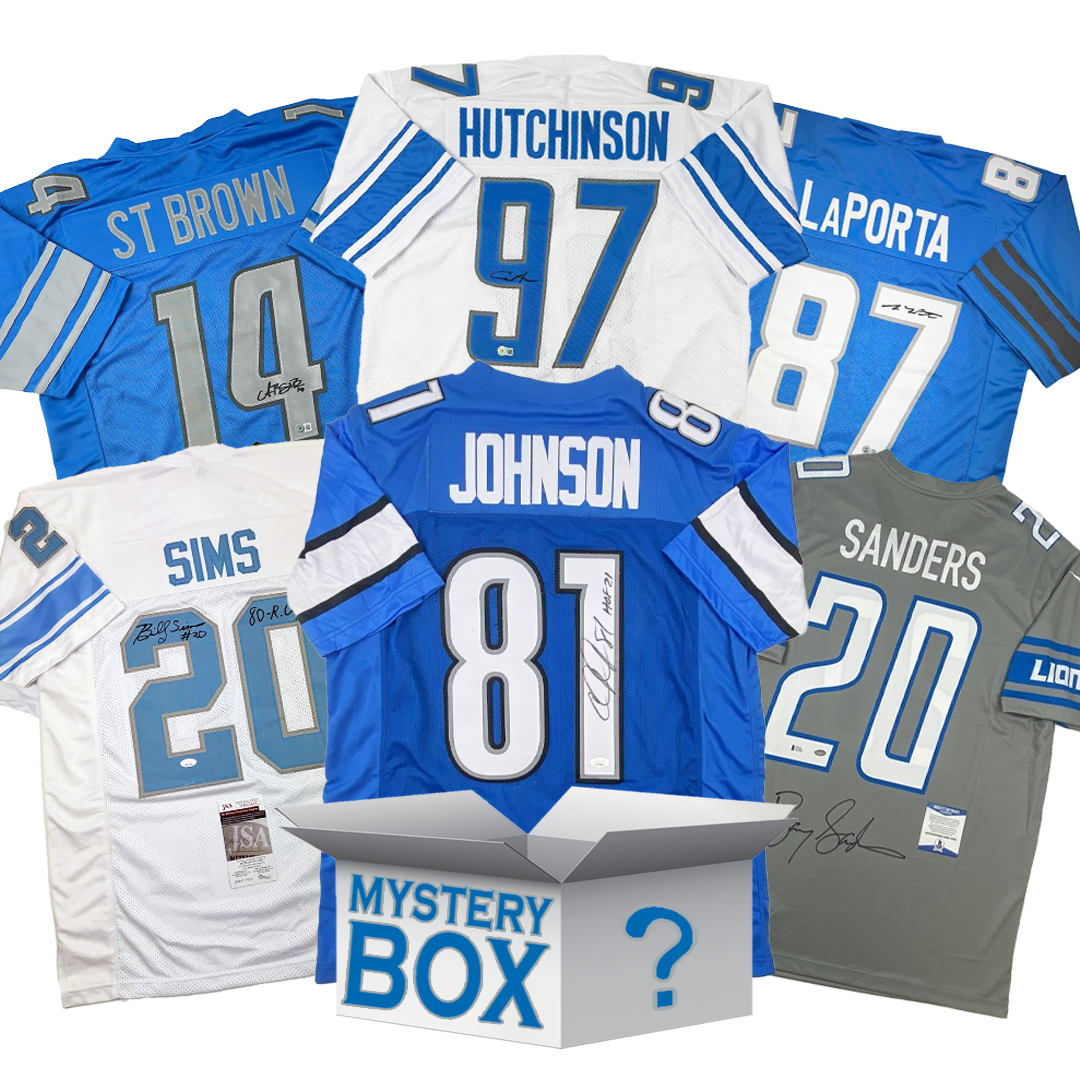Autographed/Signed Detroit Football Jersey Mystery Box with PSA JSA or Beckett COA 1