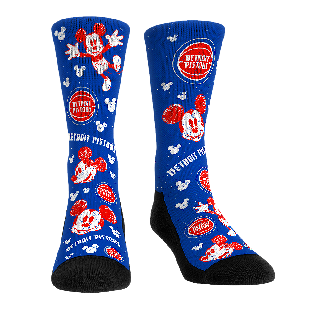 Detroit Pistons - Disney  - Mickey Sketch | Rock 'Em Socks 1