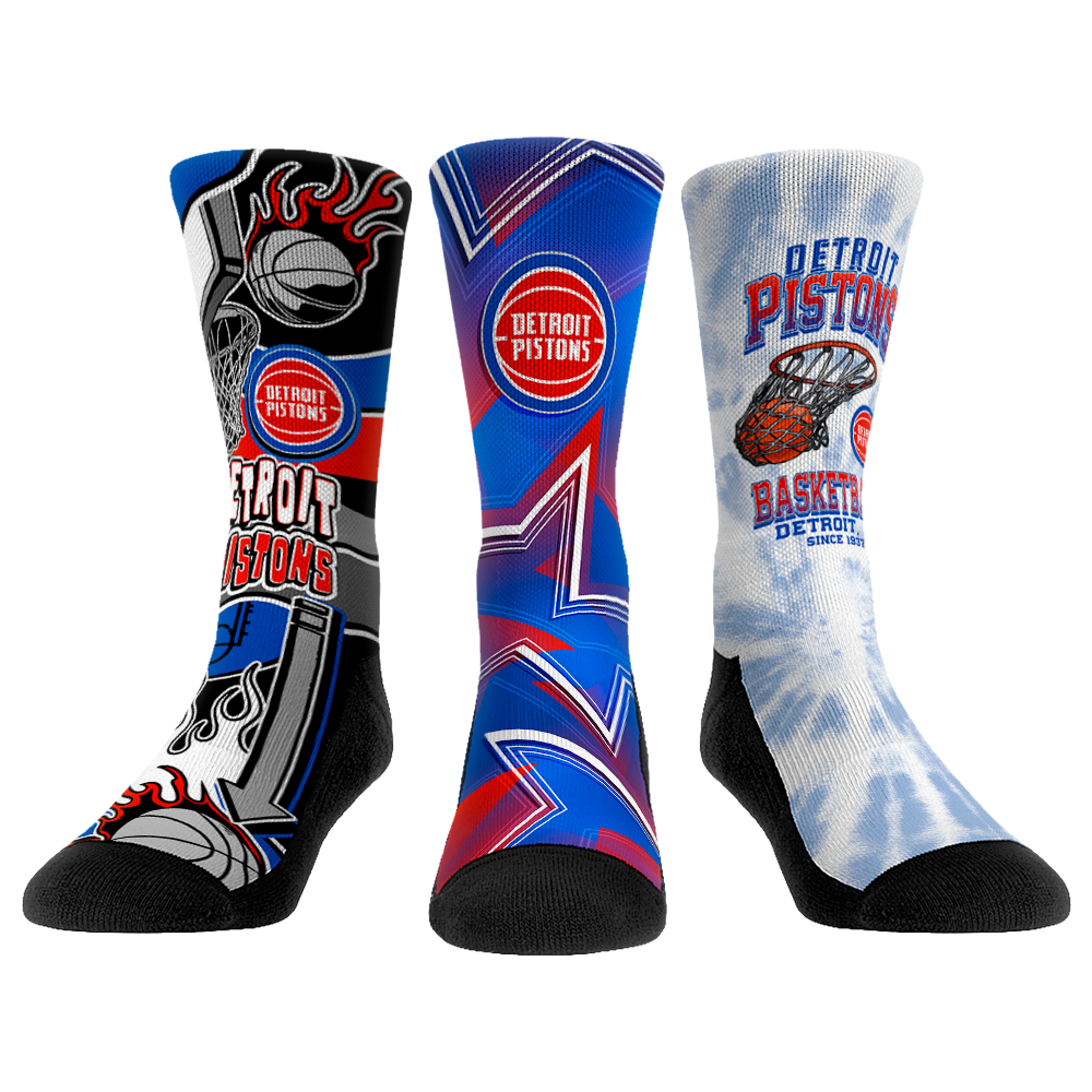 Detroit Pistons - Slam Dunk  - 3-Pack | Rock 'Em Socks 1