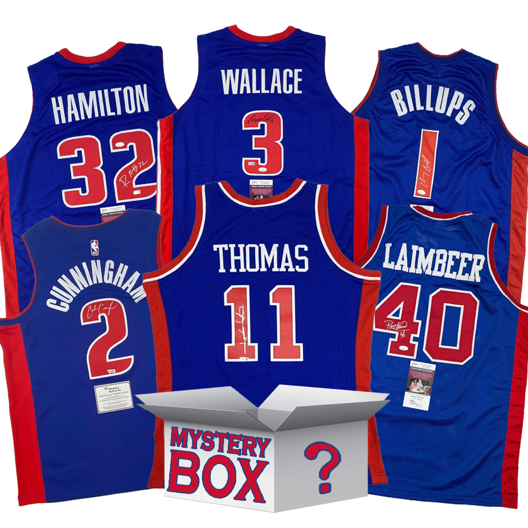 Autographed/Signed Detroit Basketball Jersey Mystery Box with PSA JSA or Beckett COA 1