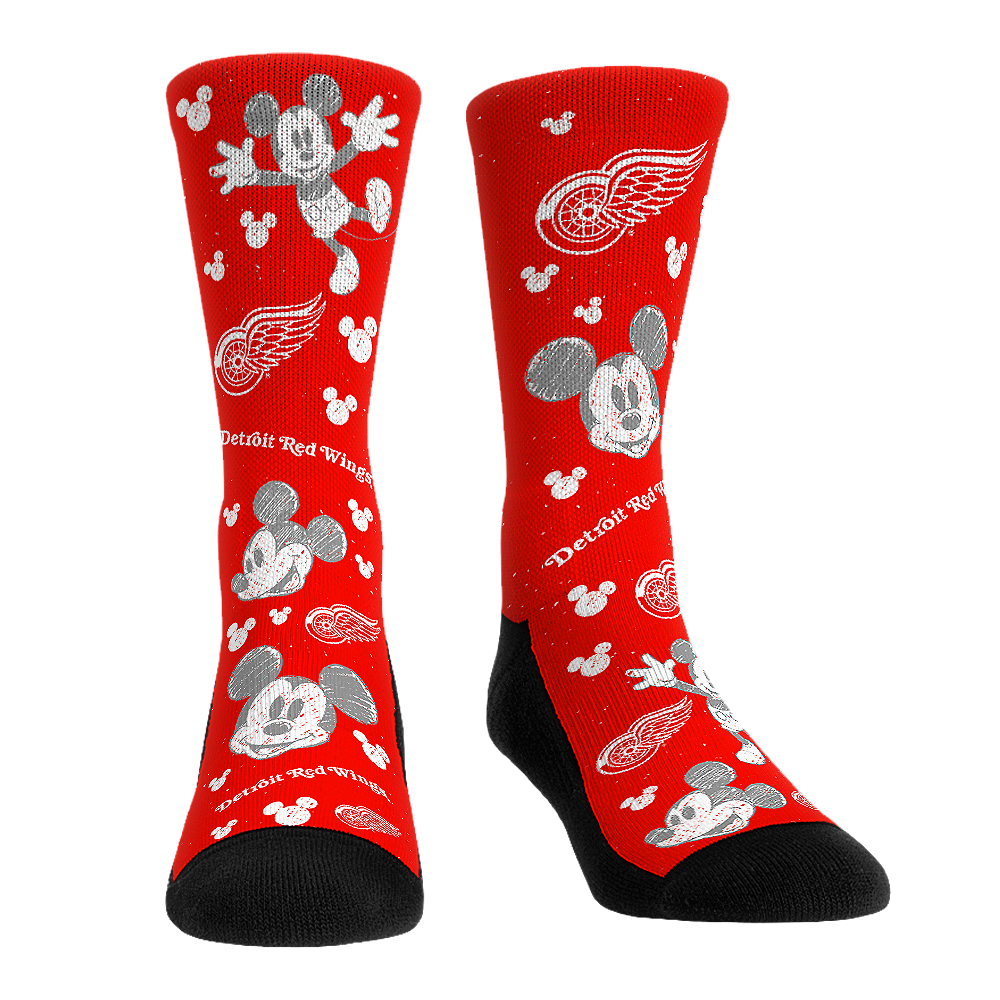 Detroit Red Wings - Disney - Mickey Sketch | Rock 'Em Socks