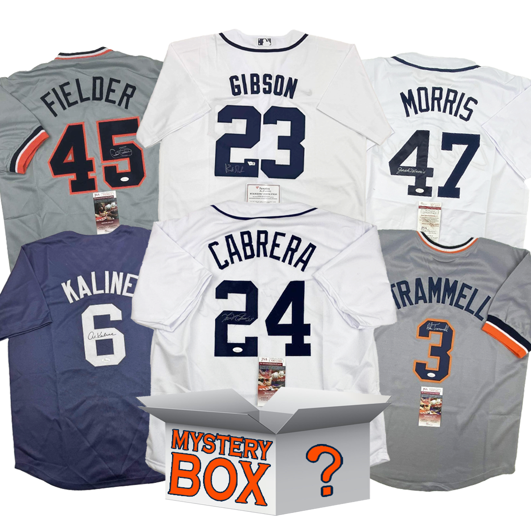 Autographed/Signed Detroit Baseball Jersey Mystery Box with PSA JSA or Beckett COA 1