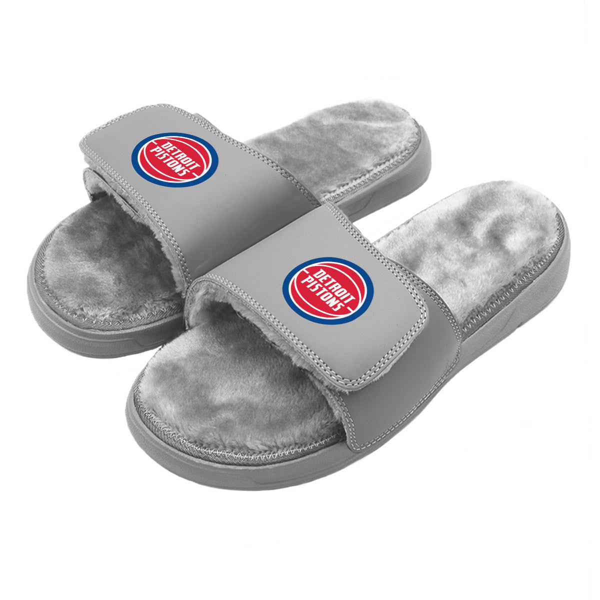 Detroit Pistons Primary Grey Fur Slides 1