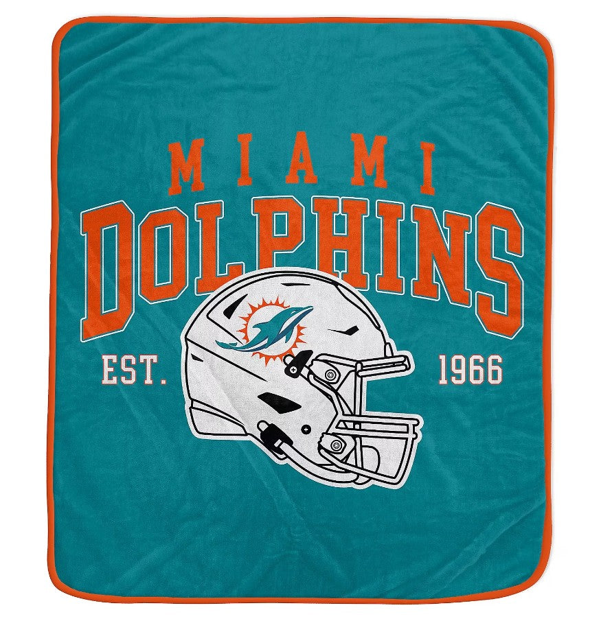Miami Dolphins 50" x 60" Vintage Arch Block Blanket 1