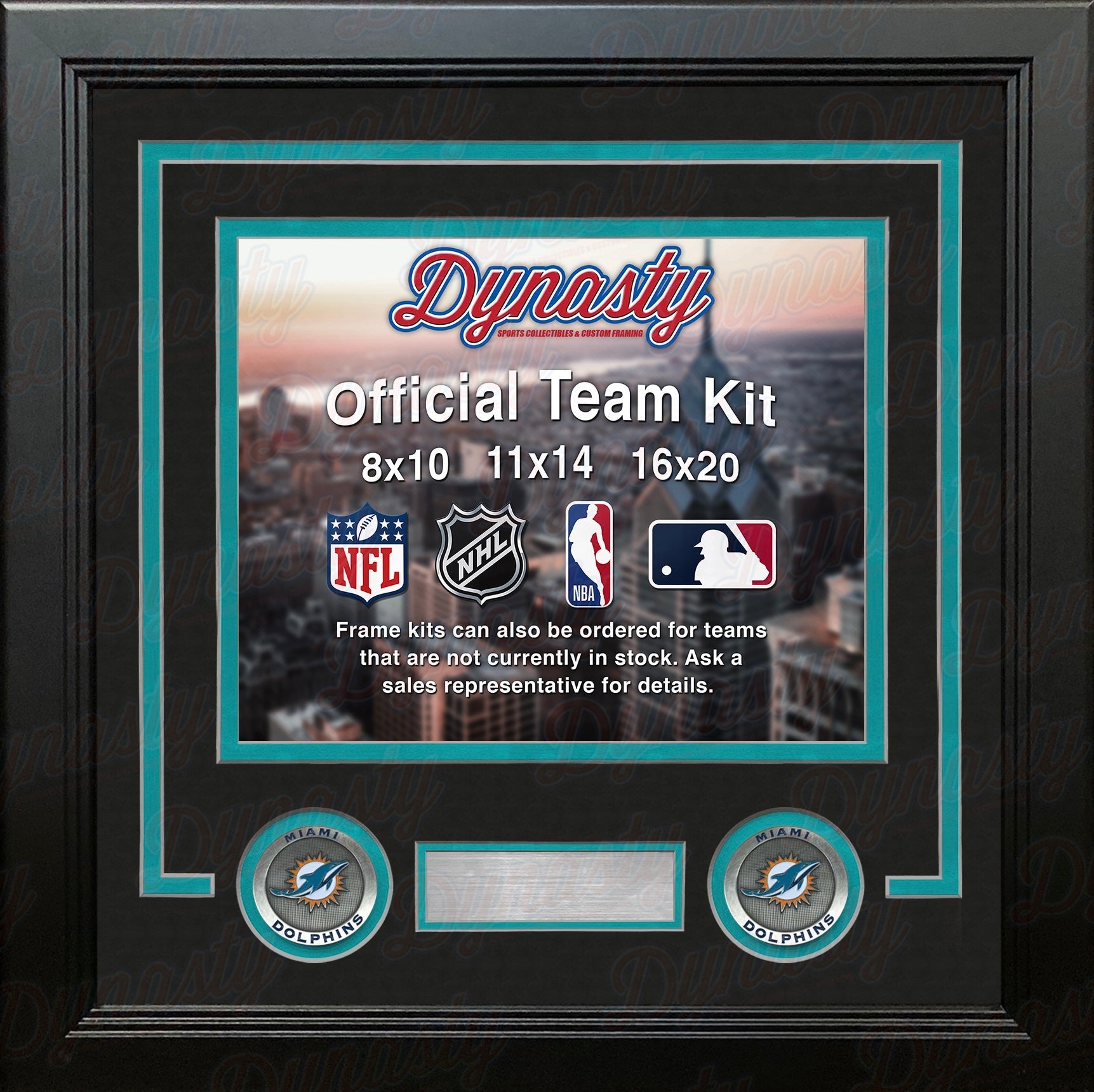 Miami Dolphins Custom NFL Football 11x14 Picture Frame Kit (Multiple Colors) 3