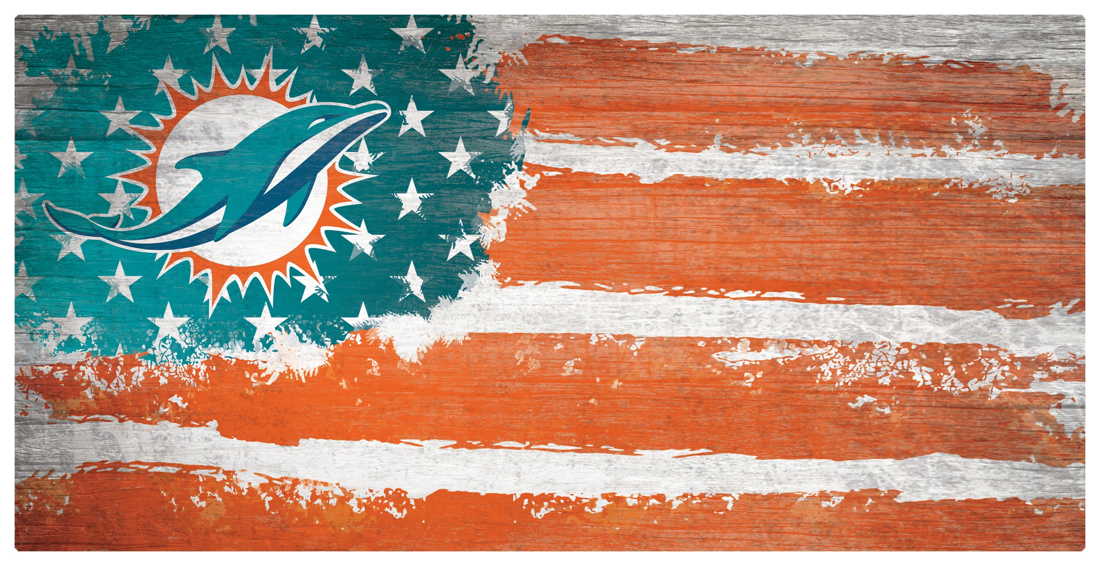 Miami Dolphins Team Flag Wooden Sign 1