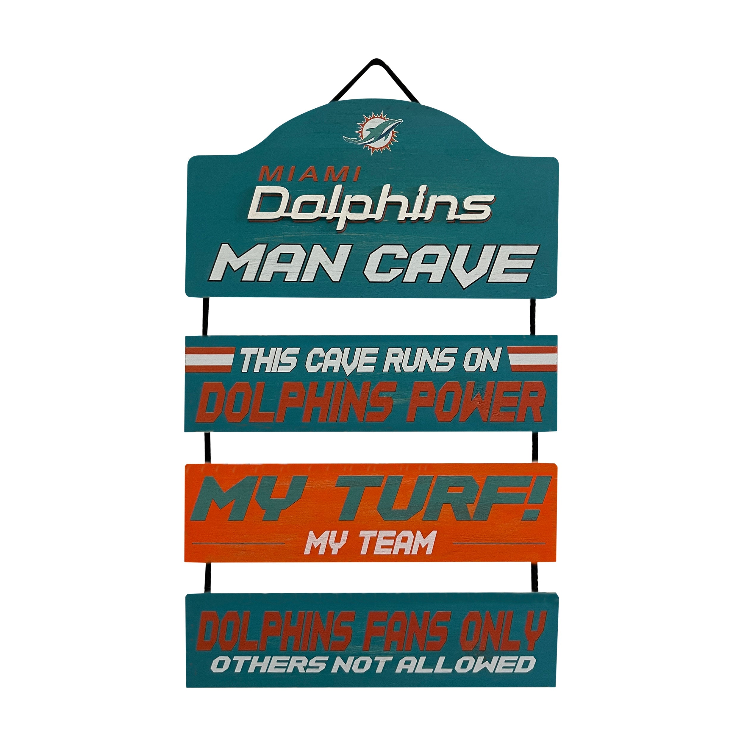 Miami Dolphins Wooden Man Cave Dangle Sign 1