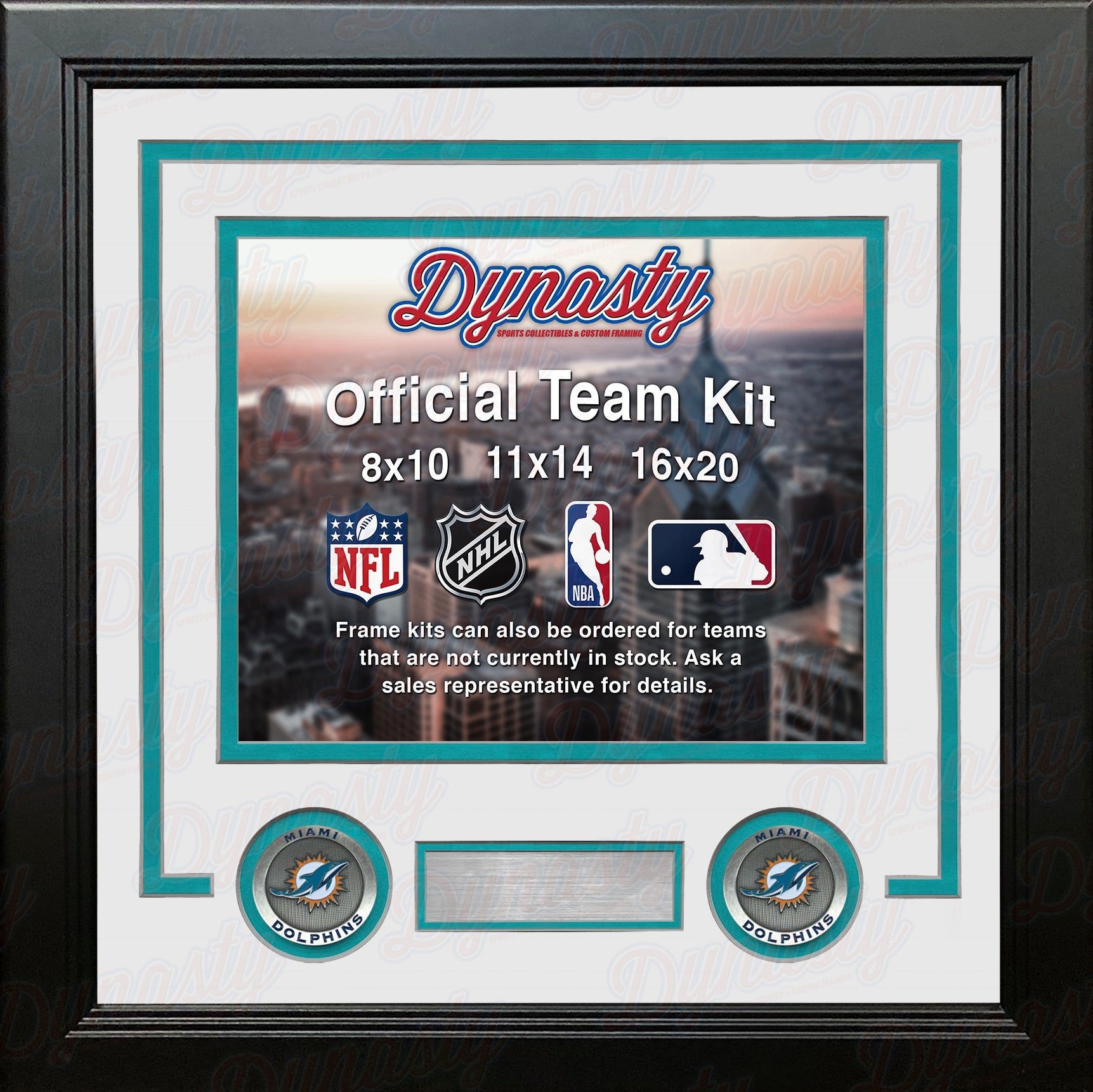 Miami Dolphins Custom NFL Football 11x14 Picture Frame Kit (Multiple Colors) 2