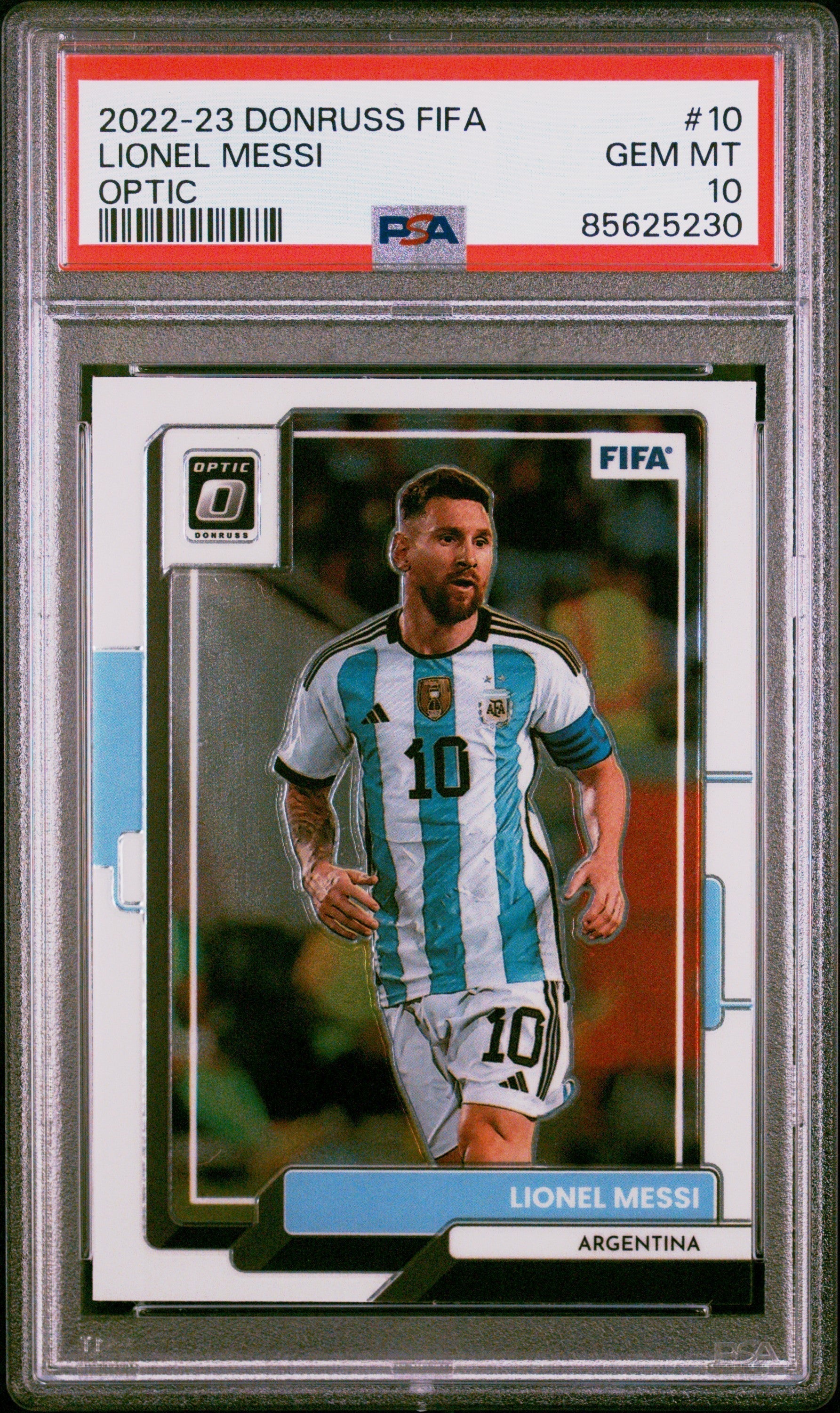 Graded 2022 Panini Donruss FIFA Lionel Messi #10 Optic Soccer Card PSA 10 1