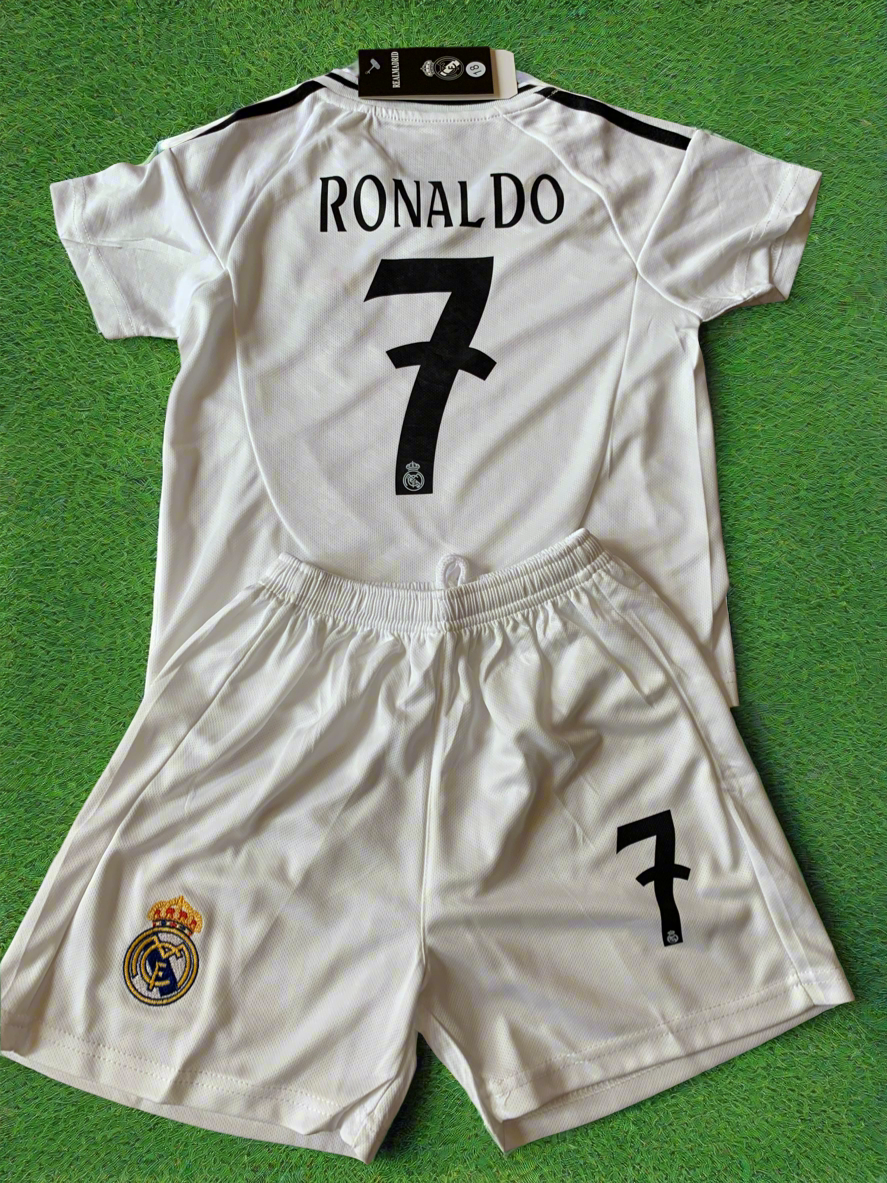 Ronaldo 7 White Kids Soccer Jersey Real Madrid Youth Toddler Sizes 1