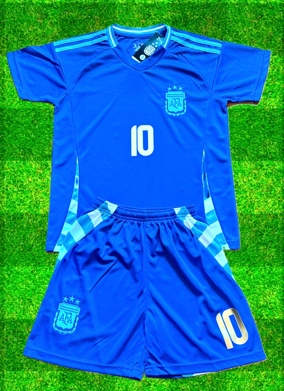 Lionel Messi Argentina 2024/25 Kids Soccer Jersey Kit Youth Toddler Sizes 3T-Y XL 2