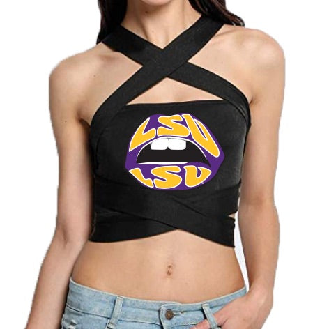 LSU Lips Black Multi Way Bandeau Top 5