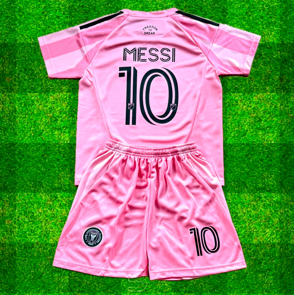 New Pink Lionel Messi Home Kids Soccer Jersey Pink Set of 2 | Toddler & Youth 7