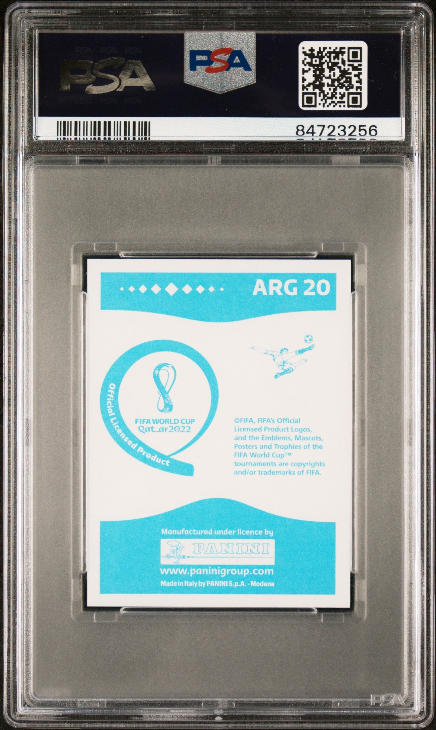 Graded 2022 Panini World Cup Qatar Lionel Messi #ARG20 Stickers Blue Back Soccer Card PSA 10 Gem Mint 2