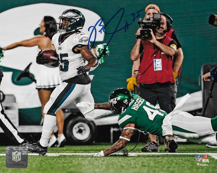 Boston Scott v. NY Jets Philadelphia Eagles Autographed 11" x 14" Football Photo 1