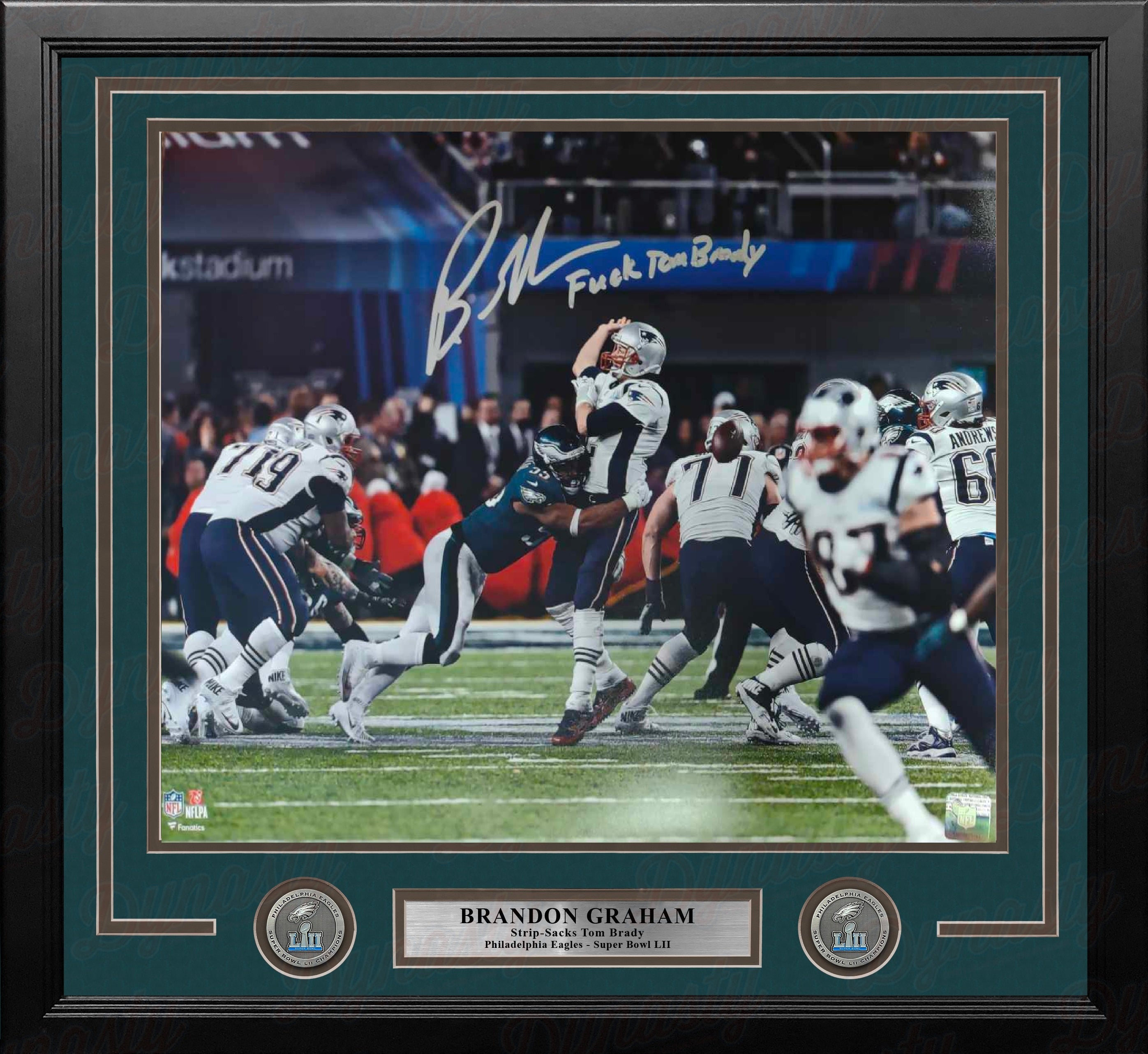 Brandon Graham Strip-Sack Philadelphia Eagles Autographed 16x20 Framed Photo - F*ck Tom Brady 1