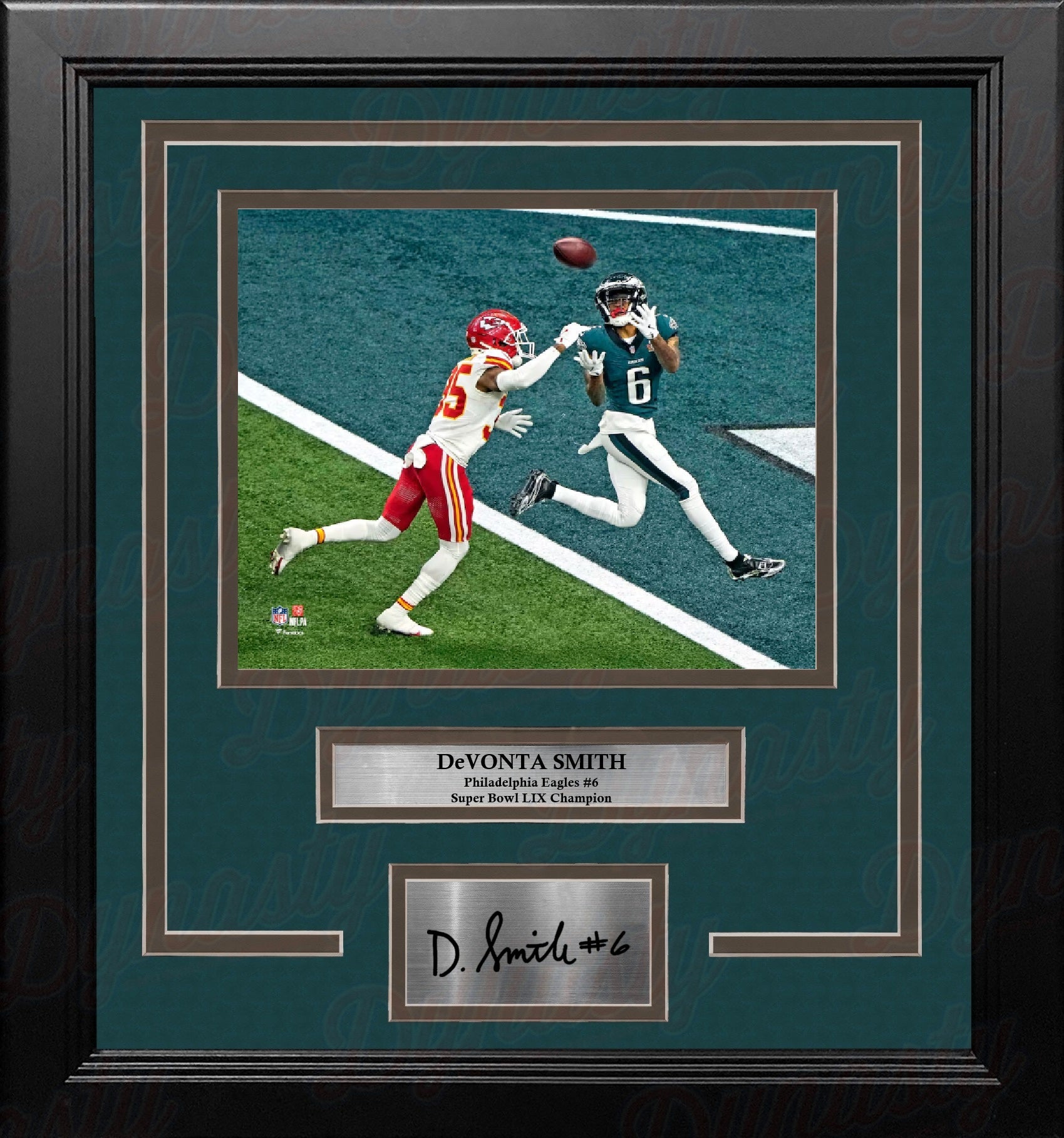 DeVonta Smith Philadelphia Eagles Super Bowl LIX Touchdown 8x10 Framed Photo with Engraved Autograph 1