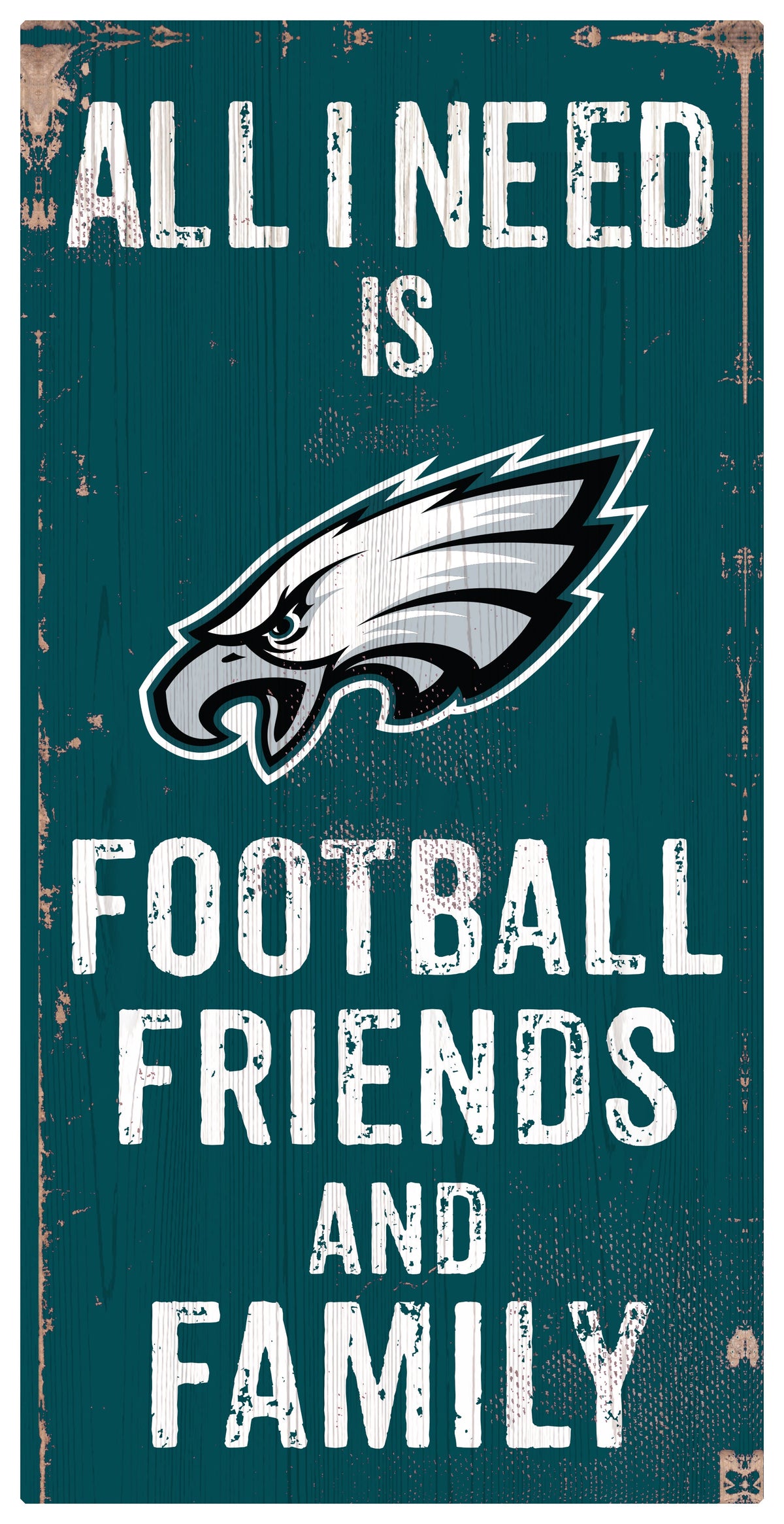 Philadelphia Eagles Football, Friends, & Family Green Wood Sign 1
