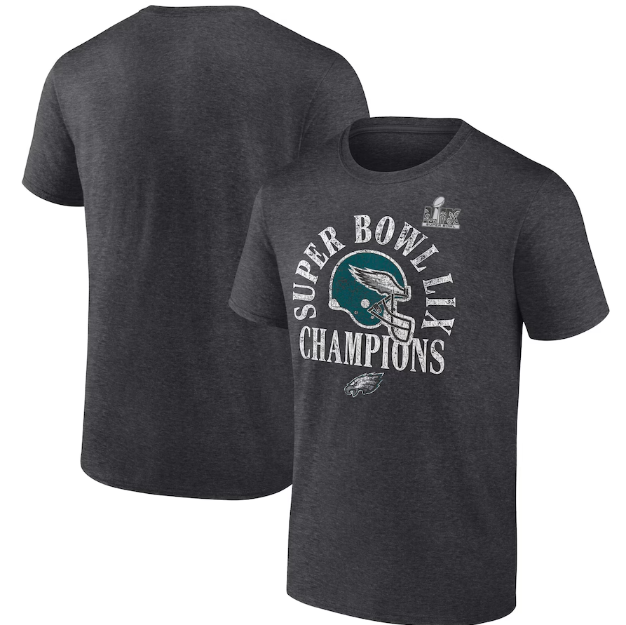 Philadelphia Eagles Heather Charcoal Super Bowl LIX Champions Ring Season T-Shirt 1