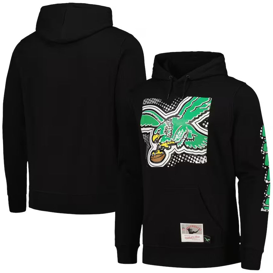 Philadelphia Eagles Black Vintage Big Face 7.0 Logo Mitchell & Ness Hoodie 1