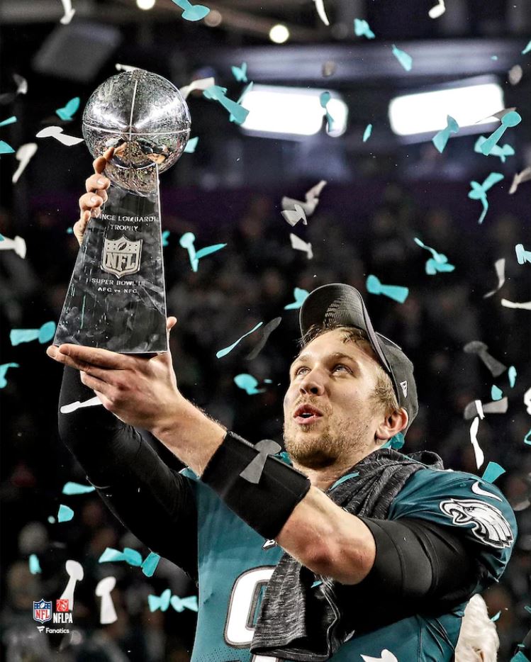 Nick Foles Lombardi Trophy Philadelphia Eagles Super Bowl LII Champions NFL Football 8" x 10" Photo 1
