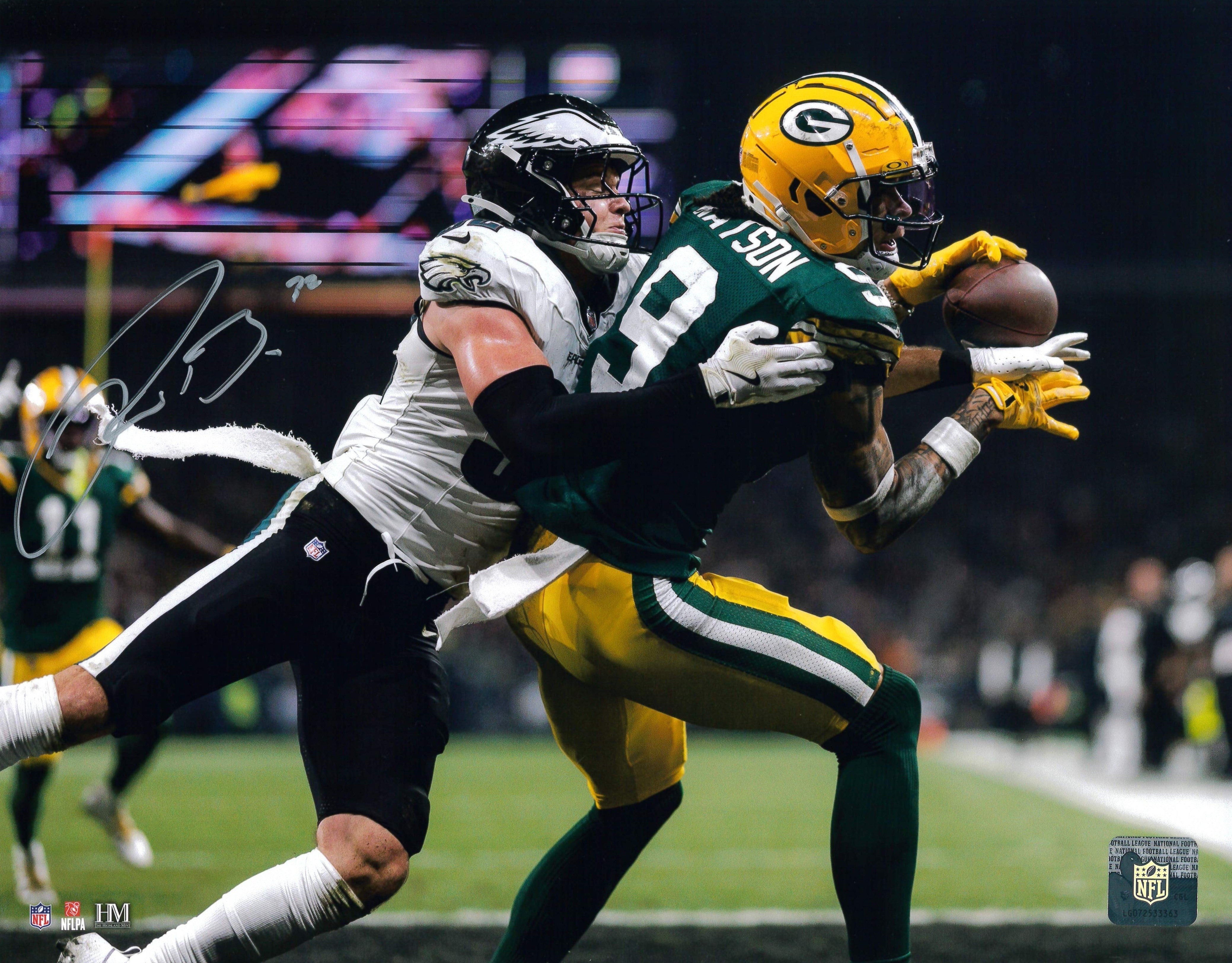 Reed Blankenship v. Packers Philadelphia Eagles Autographed 16" x 20" Football Photo 1
