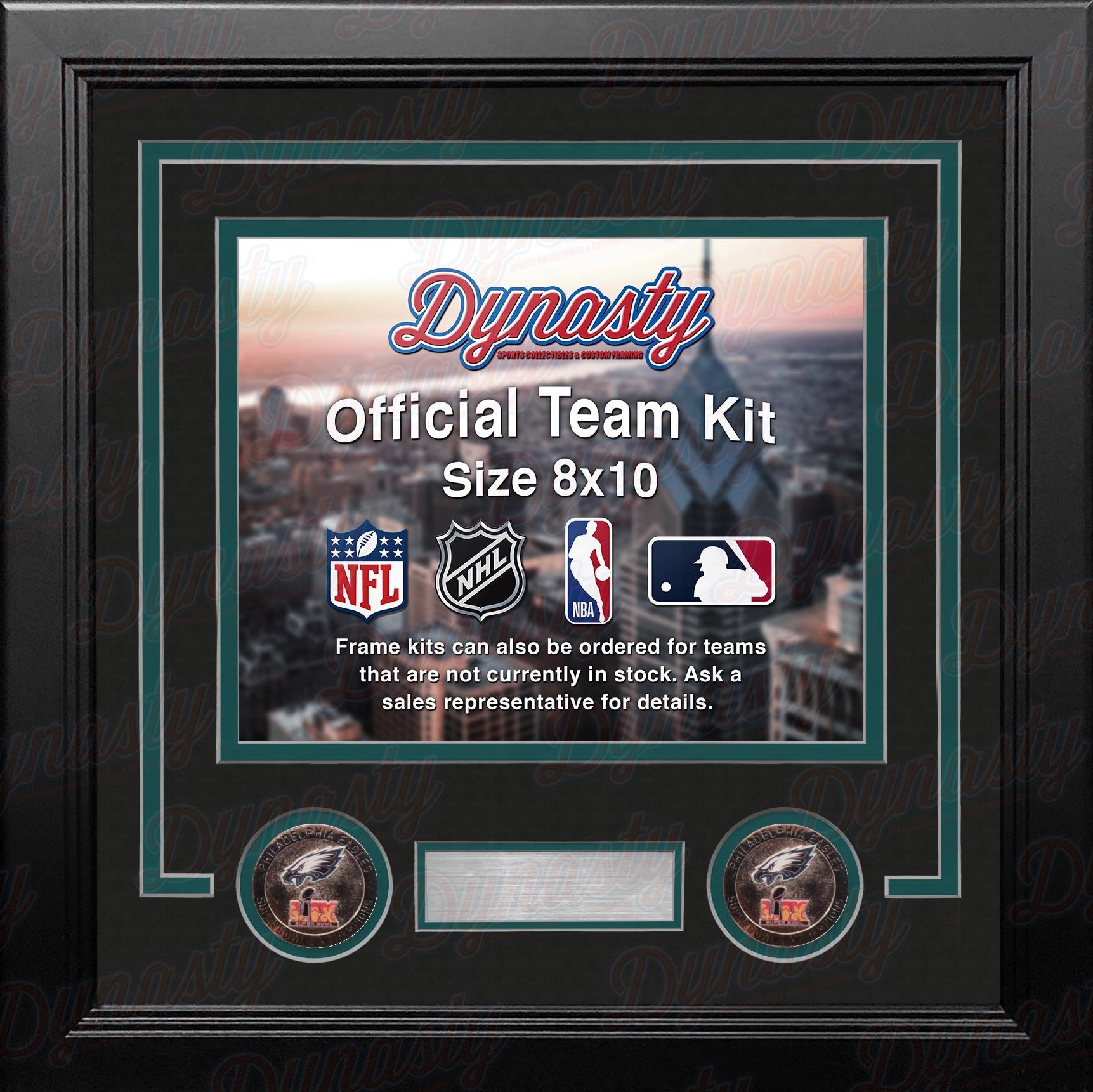 Philadelphia Eagles Super Bowl LIX Champions Custom NFL Football 8x10 Picture Frame Kit (3 Colors) 2