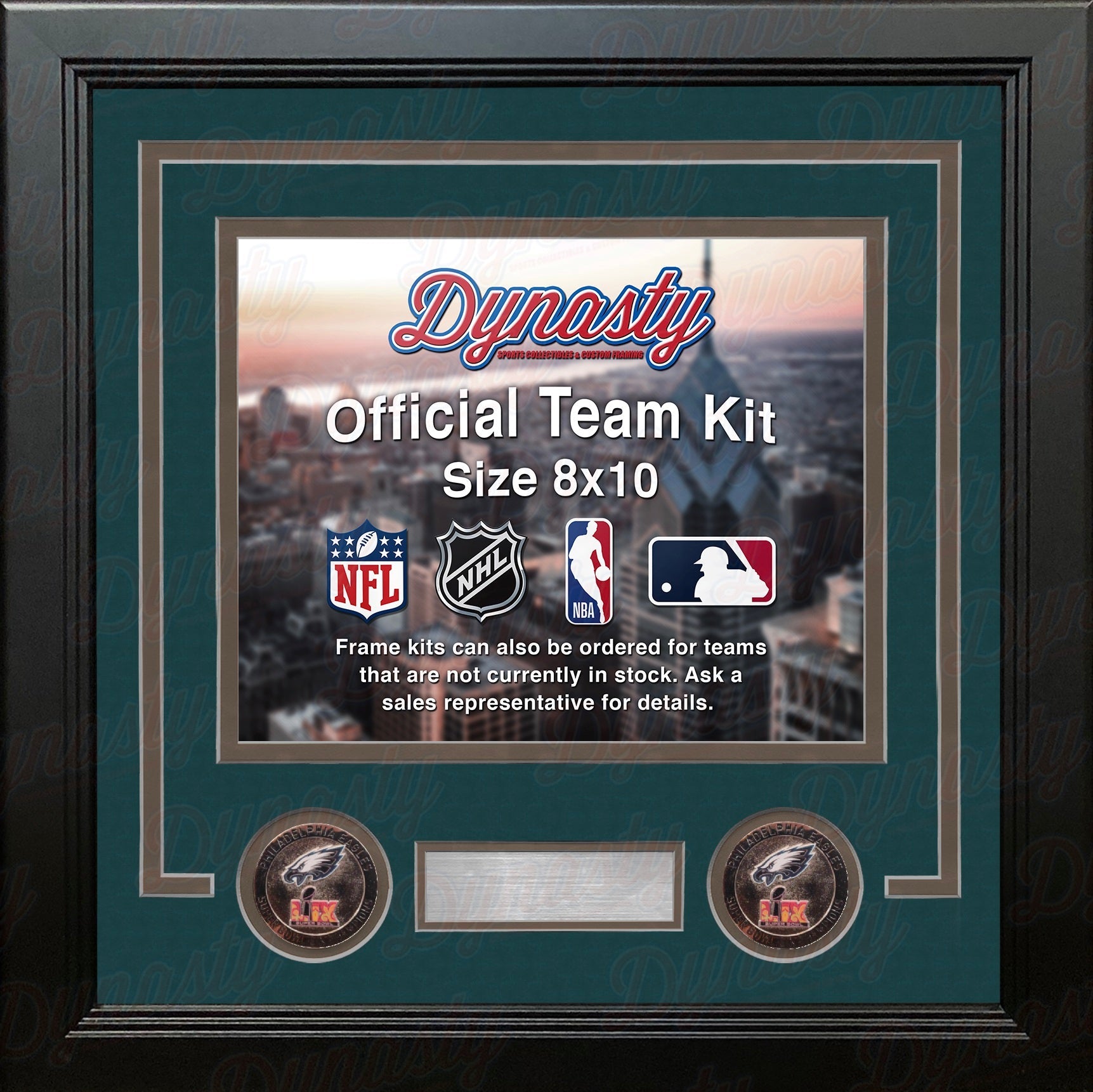 Philadelphia Eagles Super Bowl LIX Champions Custom NFL Football 8x10 Picture Frame Kit (3 Colors) 1