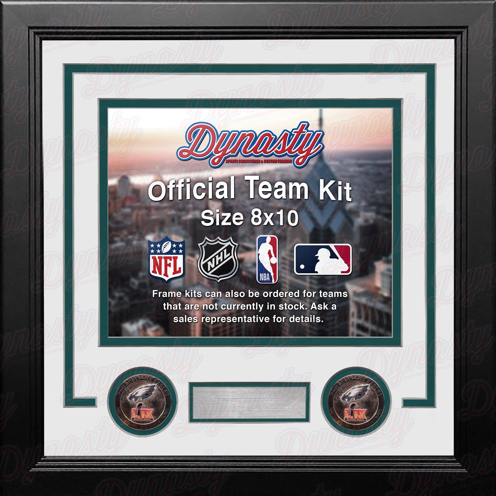 Philadelphia Eagles Super Bowl LIX Champions Custom NFL Football 8x10 Picture Frame Kit (3 Colors) 3
