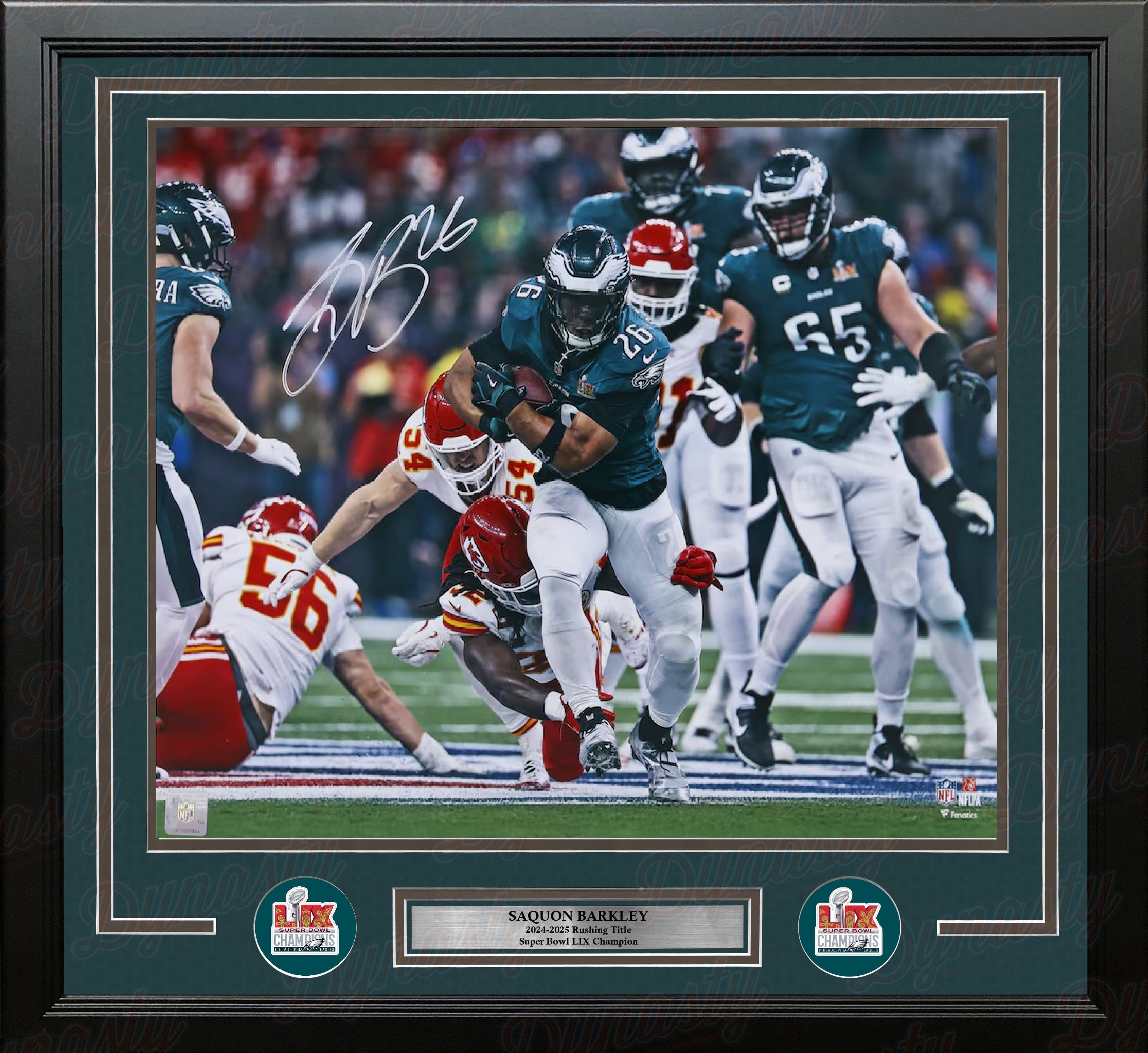 Saquon Barkley Super Bowl LIX Action Philadelphia Eagles Autographed 11" x 14" Framed Football Photo 1