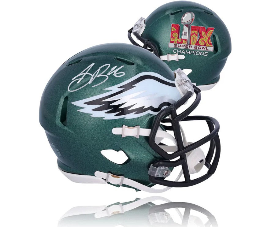 Saquon Barkley Philadelphia Eagles Autographed Super Bowl LIX Champions Football Mini-Helmet 1