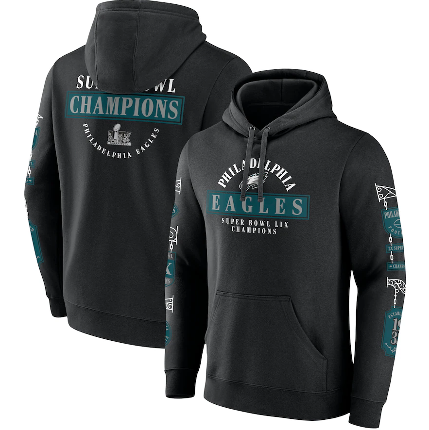 Philadelphia Eagles Super Bowl LIX Champions Black Pullover Hoodie 1