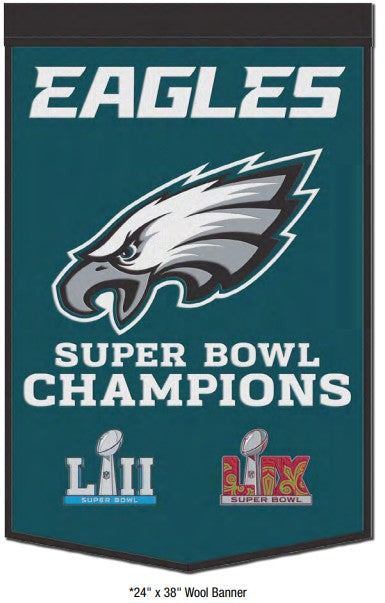 Philadelphia Eagles Super Bowl LIX Champions 24" x 38" Wool Banner 1