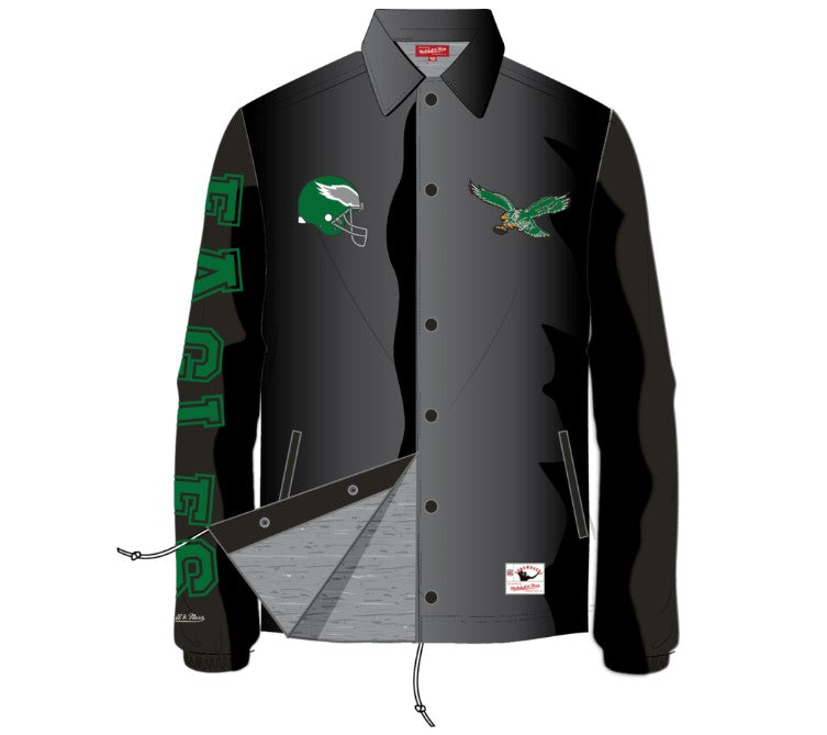 Philadelphia Eagles Mitchell & Ness Throwback Coaches Classic Raglan Full-Snap Windbreaker Jacket 1