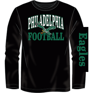 Philadelphia Eagles Throwback Wordmark Long Sleeve T-Shirt - Black 1