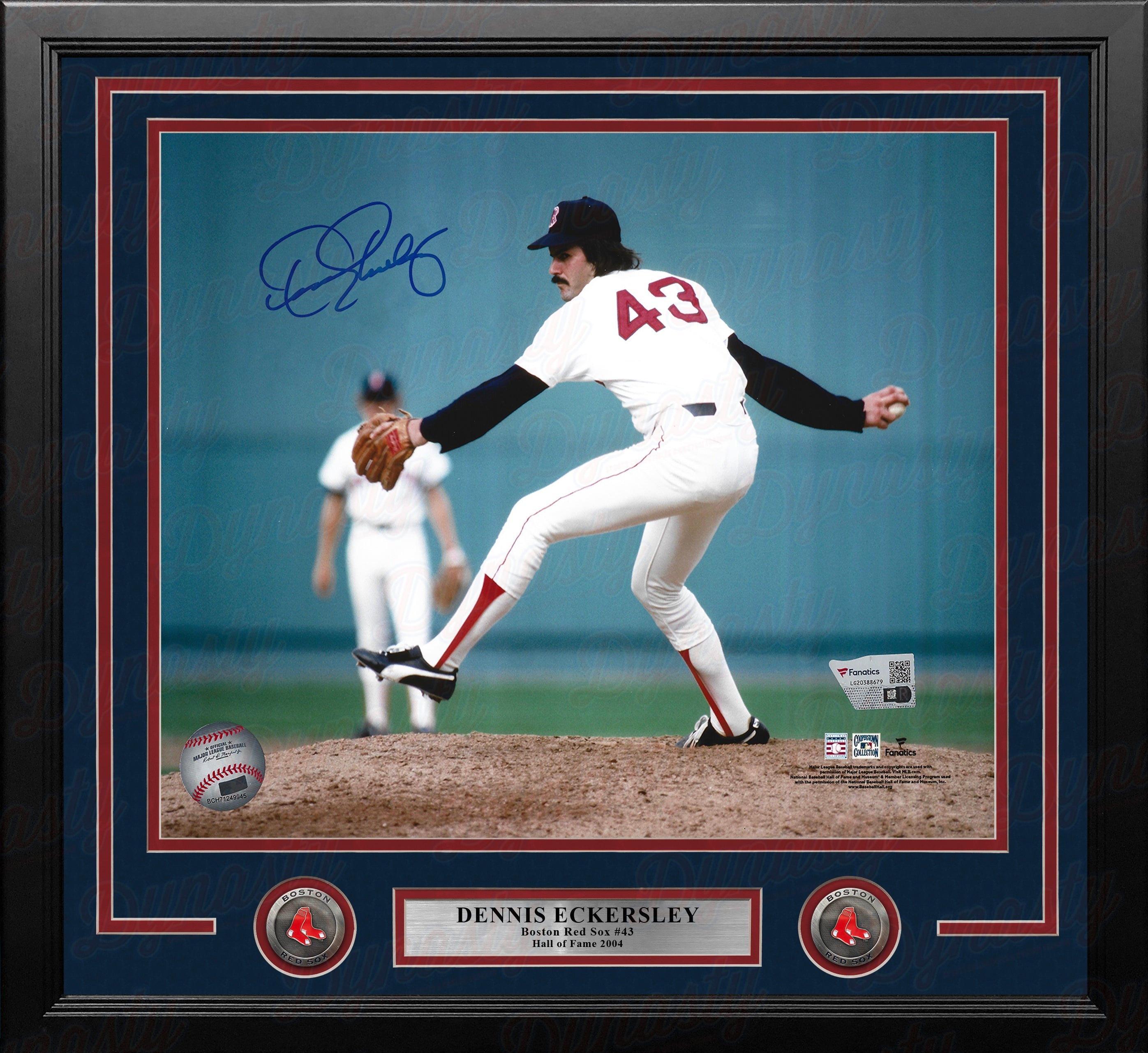 Dennis Eckersley in Action Boston Red Sox Autographed 11" x 14" Framed Baseball Photo 1