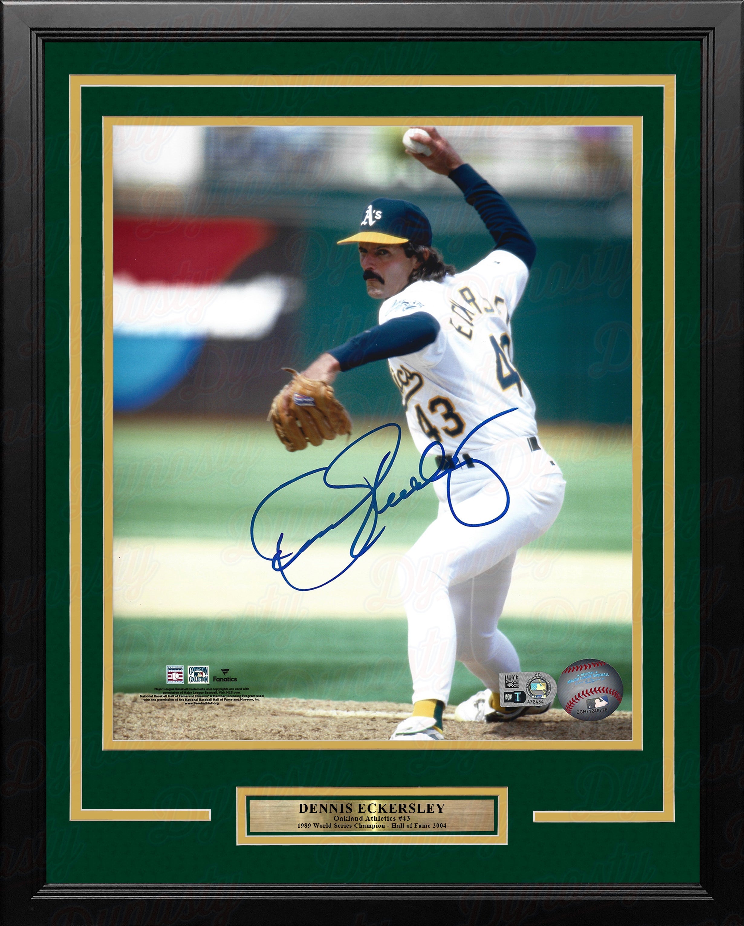 Dennis Eckersley in Action Oakland Athletics Autographed 11" x 14" Framed Baseball Photo 1