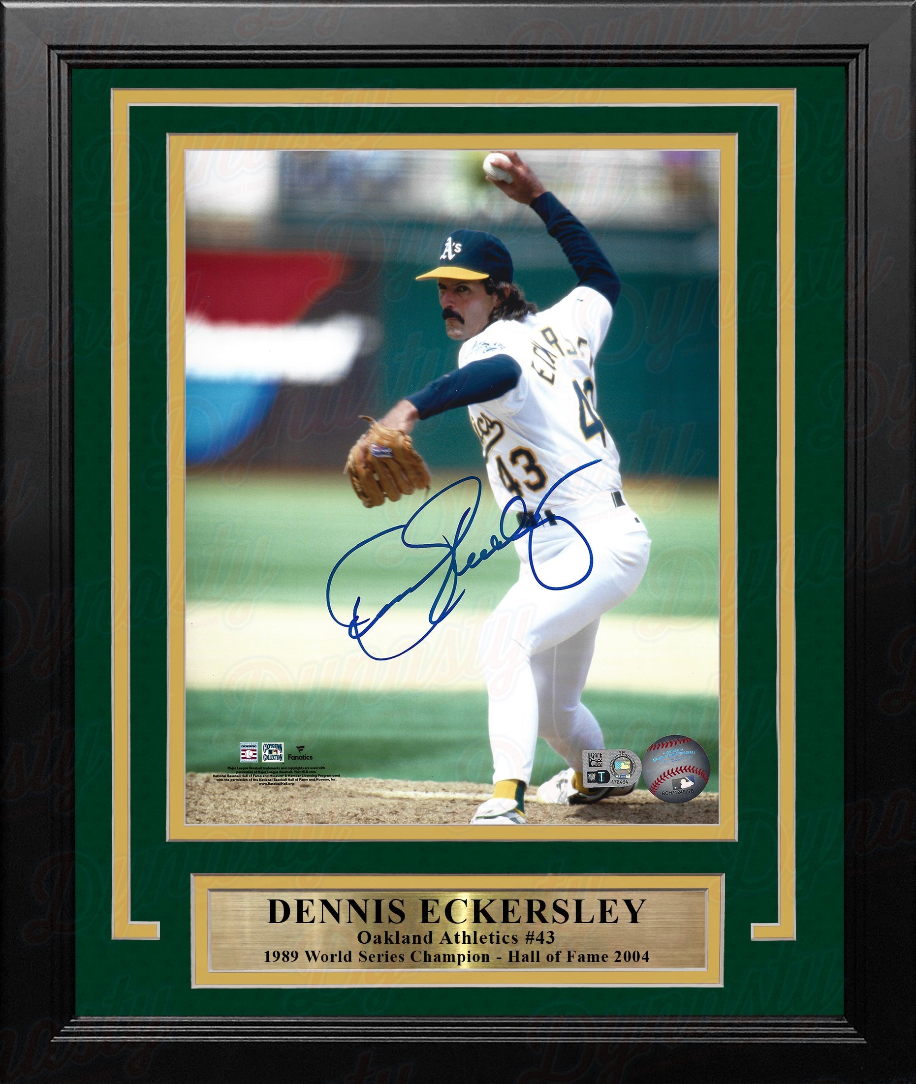 Dennis Eckersley in Action Oakland Athletics Autographed 8" x 10" Framed Baseball Photo 1