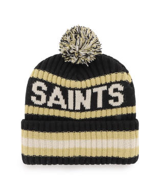 New Orleans Saints - Black Bering Cuff Knit Beanie Hat with Pom, 47 Brand 2
