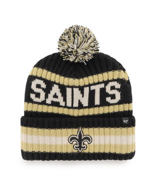 New Orleans Saints - Black Bering Cuff Knit Beanie Hat with Pom, 47 Brand 1