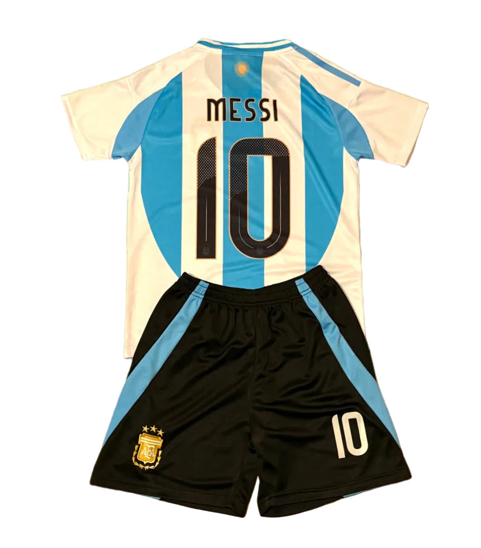Kids Messi Jersey Kit - Argentina Black Shorts Version Soccer Jersey Set 3