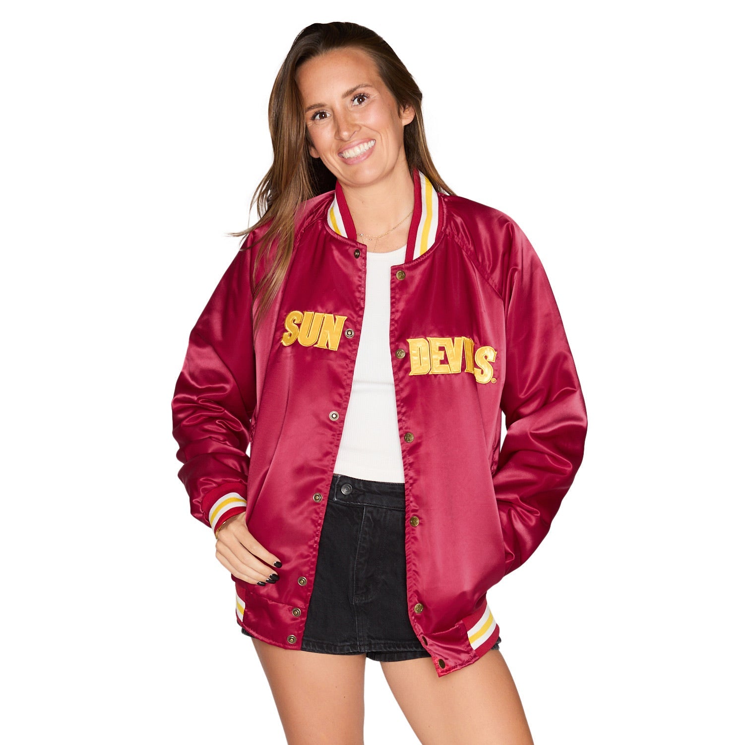 Arizona State ASU Satin Letterman Bomber Jacket | lojobands