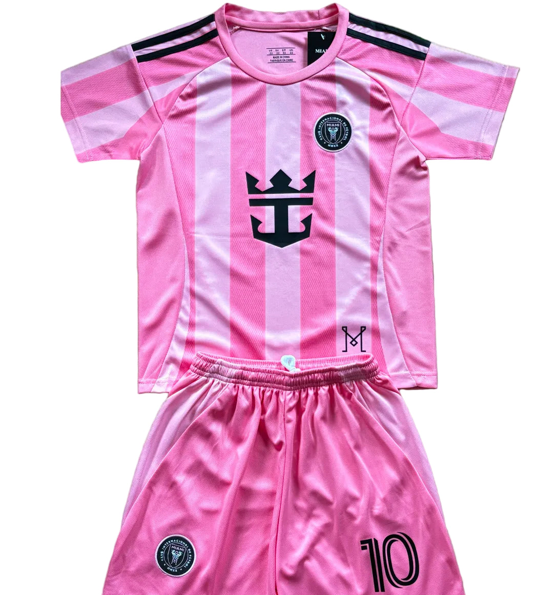 New Pink Lionel Messi Home Kids Soccer Jersey Pink Set of 2 | Toddler & Youth 4