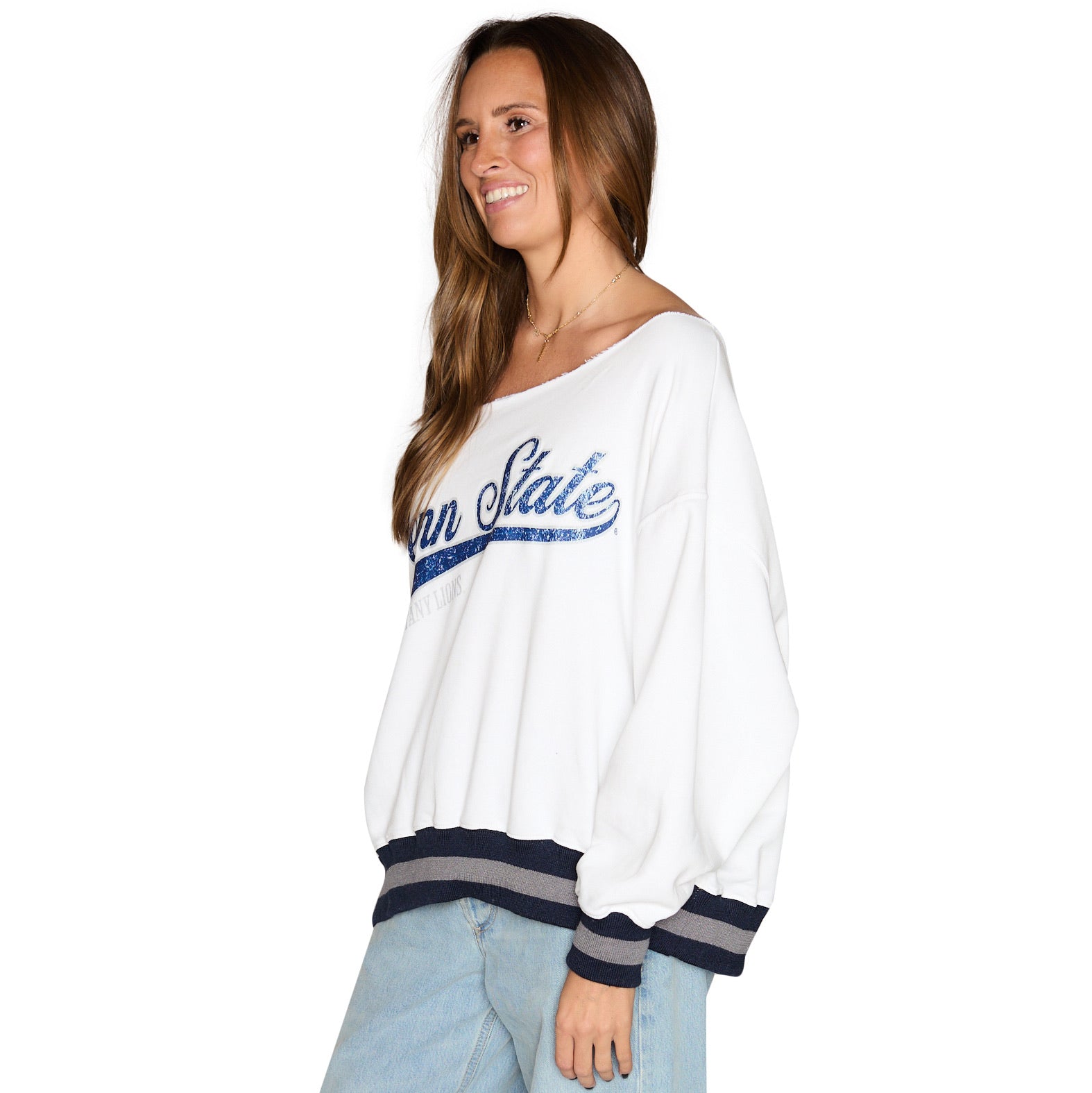 Penn State Vintage Off the Shoulder Sweatshirt | lojobands 3