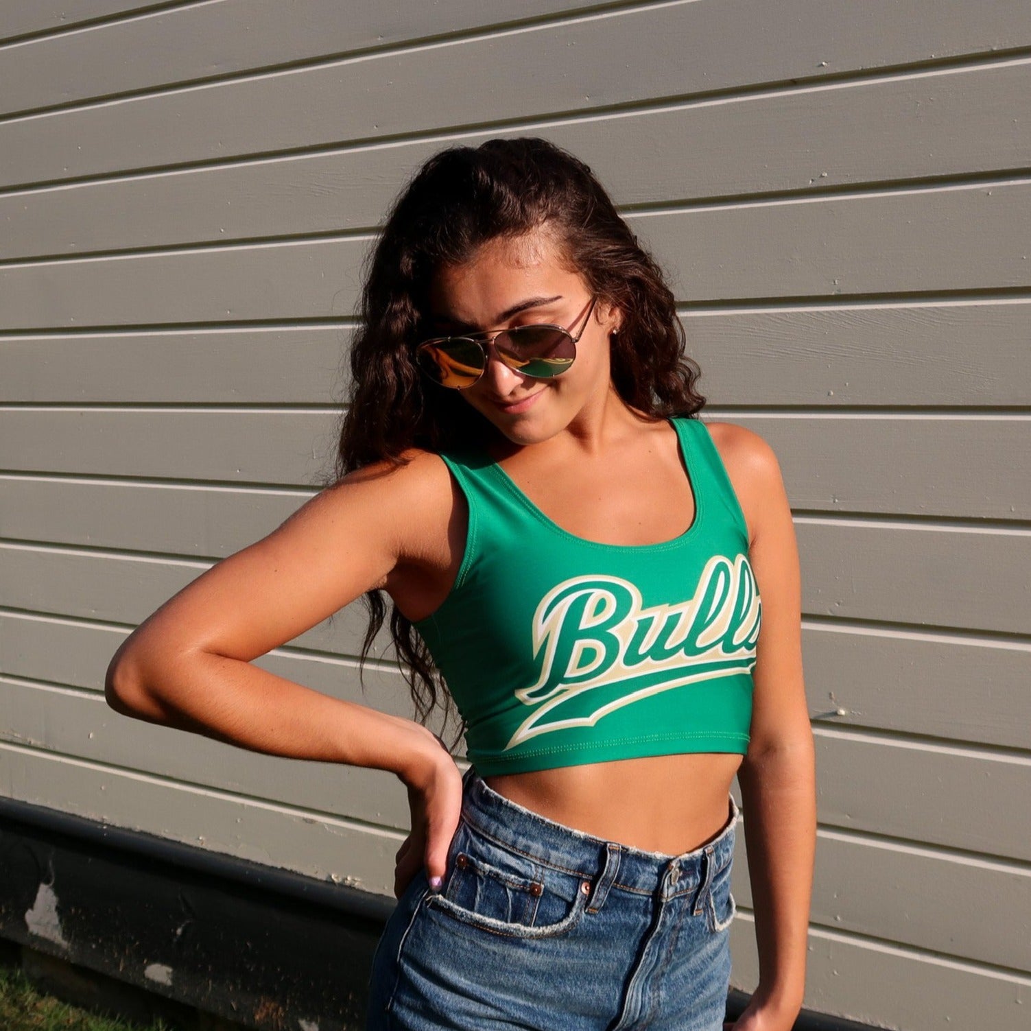 USF Green Crop Tank Top | lojobands
