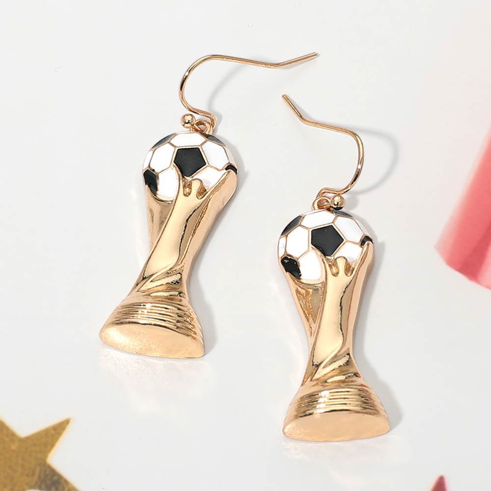 Soccer World Cup Trophy Charm Drop Dangle Earrings 1