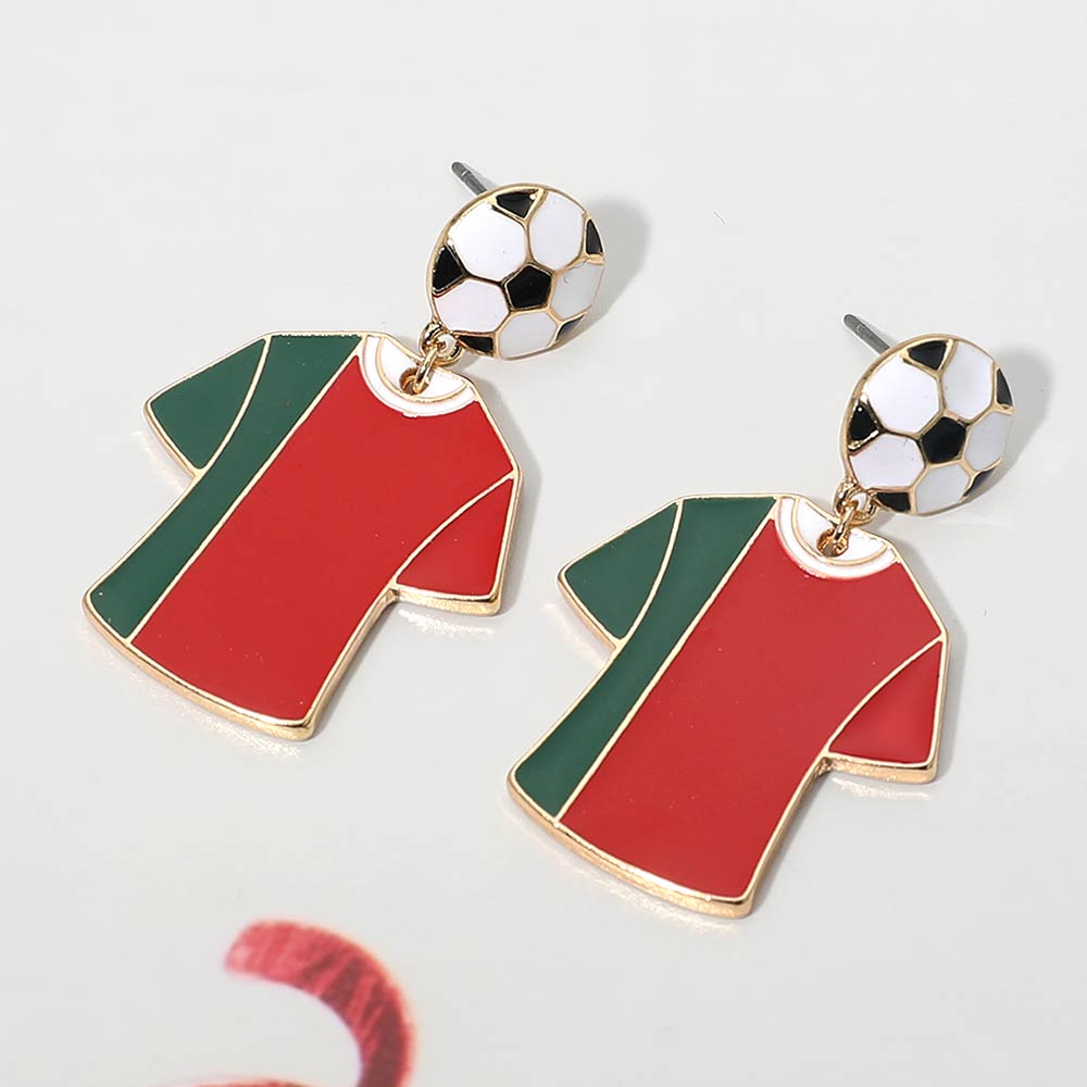 Portugal Soccer Jersey Drop Earrings 1