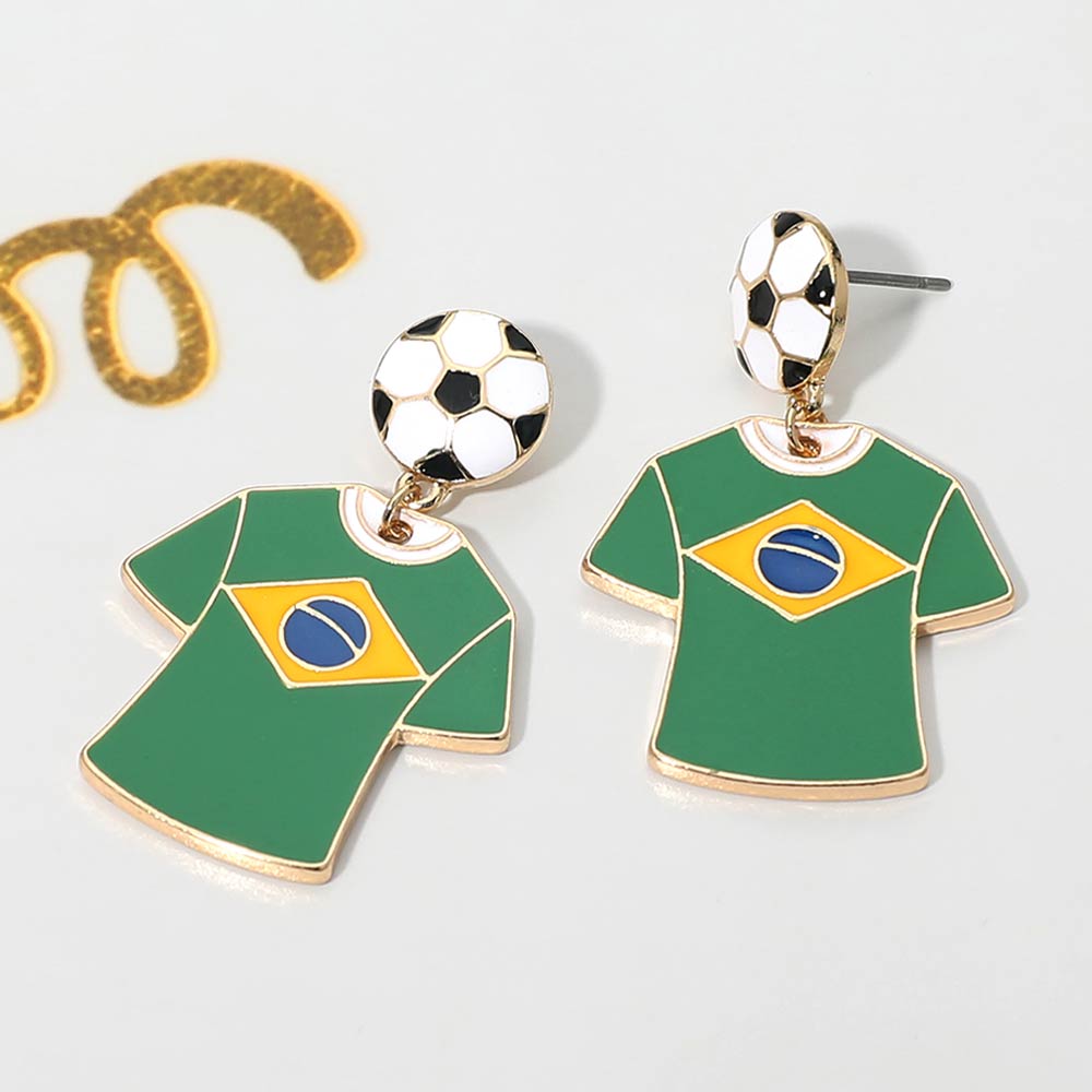 Brazil Soccer Jersey Drop Earrings 1